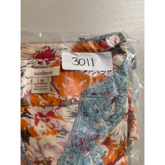 Sundance Womens Medium Cotton Split Neck 3/4 Sleeve Embroidered Tunic Top Blouse - Picture 12 of 12